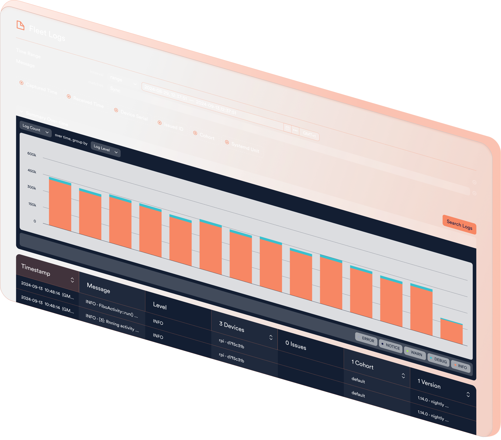 Fleet-wide search and analysis of log data